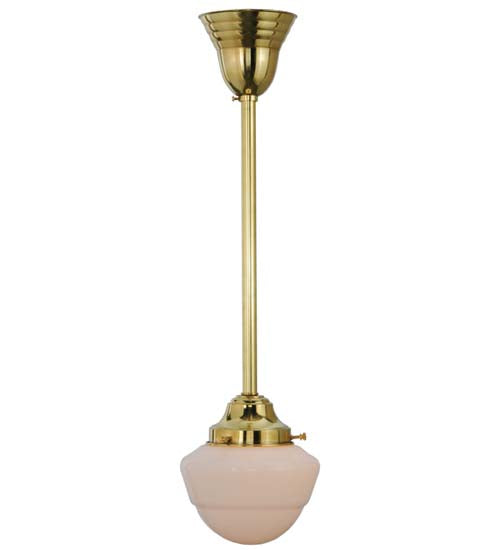 Meyda Lighting Revival 7" Polished Brass Schoolhouse Pendant Light With White Opal Emma Globe Shade Glass