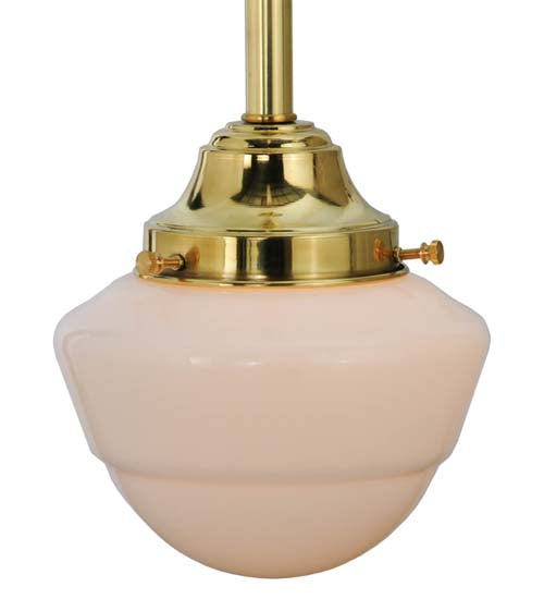 Meyda Lighting Revival 7" Polished Brass Schoolhouse Pendant Light With White Opal Emma Globe Shade Glass