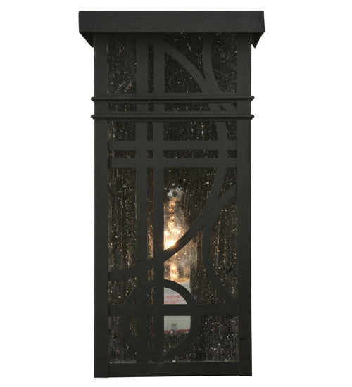 Meyda Lighting Revival 7" Textured Black Deco Wall Sconce With Clear Seeded Shade Glass