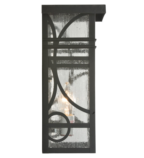 Meyda Lighting Revival 7" Textured Black Deco Wall Sconce With Clear Seeded Shade Glass