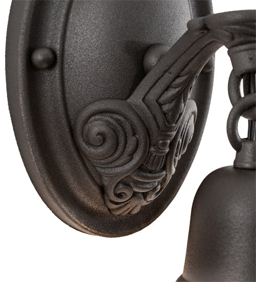 Meyda Lighting Revival 7" Wrought Iron Nautica Wall Sconce With Frosted Clear Shade Glass