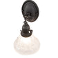 Meyda Lighting Revival 7" Wrought Iron Nautica Wall Sconce With Frosted Clear Shade Glass