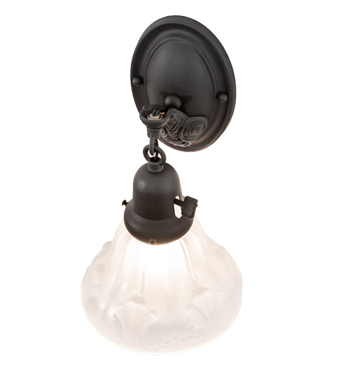 Meyda Lighting Revival 7" Wrought Iron Nautica Wall Sconce With Frosted Clear Shade Glass