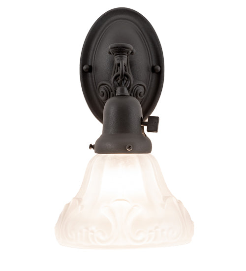 Meyda Lighting Revival 7" Wrought Iron Nautica Wall Sconce With Frosted Clear Shade Glass