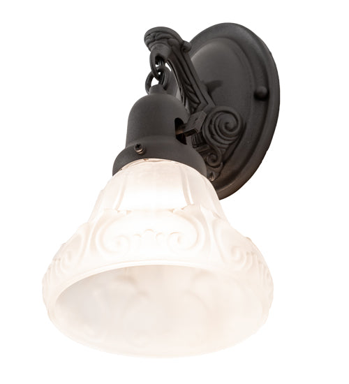 Meyda Lighting Revival 7" Wrought Iron Nautica Wall Sconce With Frosted Clear Shade Glass