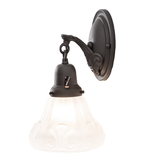 Meyda Lighting Revival 7" Wrought Iron Nautica Wall Sconce With Frosted Clear Shade Glass