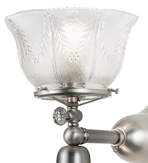 Meyda Lighting Revival 8" 2-Light Brushed Nickel Gas & Electric Wall Sconce With Clear Shade Glass