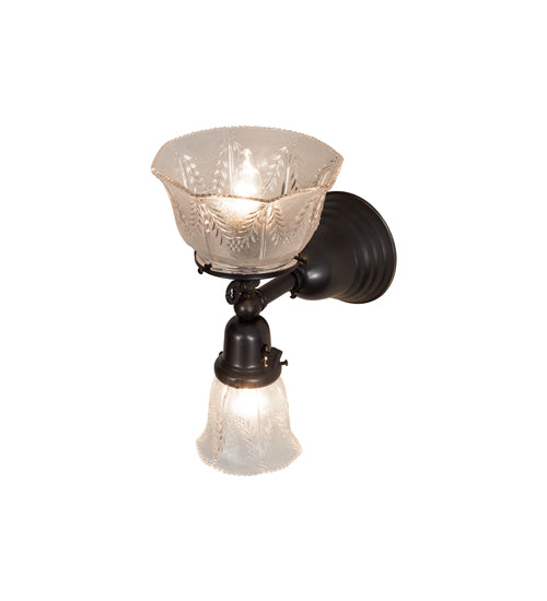 Meyda Lighting Revival 8" 2-Light Craftsman Brown Gas & Electric Wall Sconce With Clear Shade Glass