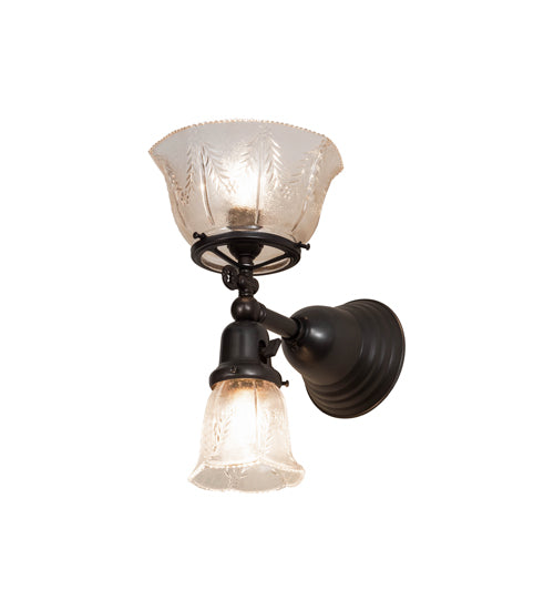 Meyda Lighting Revival 8" 2-Light Craftsman Brown Gas & Electric Wall Sconce With Clear Shade Glass