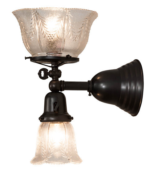 Meyda Lighting Revival 8" 2-Light Craftsman Brown Gas & Electric Wall Sconce With Clear Shade Glass