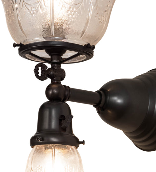 Meyda Lighting Revival 8" 2-Light Craftsman Brown Gas & Electric Wall Sconce With Clear Shade Glass