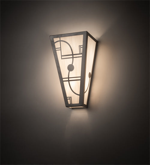 Meyda Lighting Revival 8" 2-Light Nickel Deco Wall Sconce With White Art Shade Glass