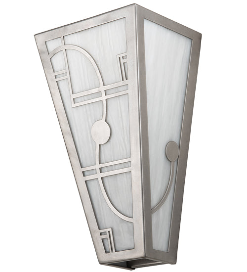 Meyda Lighting Revival 8" 2-Light Nickel Deco Wall Sconce With White Art Shade Glass