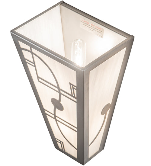 Meyda Lighting Revival 8" 2-Light Nickel Deco Wall Sconce With White Art Shade Glass