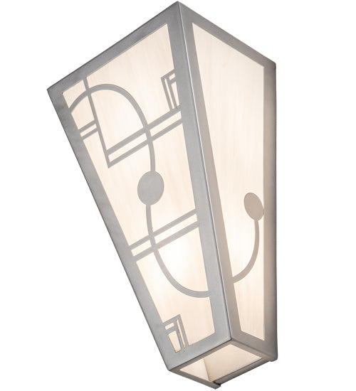 Meyda Lighting Revival 8" 2-Light Nickel Deco Wall Sconce With White Art Shade Glass