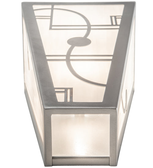 Meyda Lighting Revival 8" 2-Light Nickel Deco Wall Sconce With White Art Shade Glass