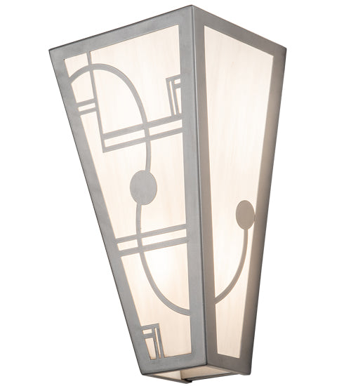 Meyda Lighting Revival 8" 2-Light Nickel Deco Wall Sconce With White Art Shade Glass