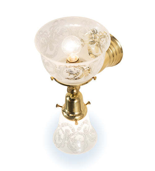 Meyda Lighting Revival 8" 2-Light Polished Brass Gas & Electric Wall Sconce With Clear Shade Glass