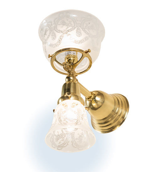 Meyda Lighting Revival 8" 2-Light Polished Brass Gas & Electric Wall Sconce With Clear Shade Glass