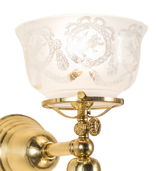 Meyda Lighting Revival 8" 2-Light Polished Brass Gas & Electric Wall Sconce With Clear Shade Glass