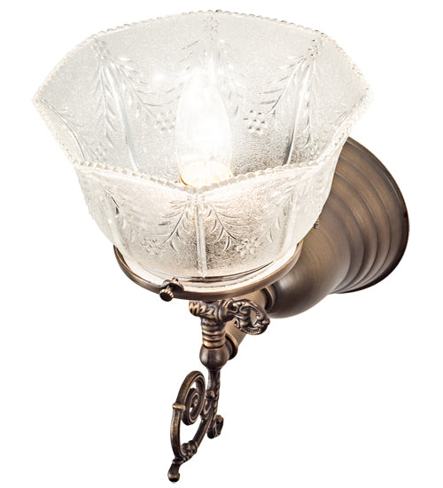 Meyda Lighting Revival 8" Antique Brass Gas & Electric Wall Sconce With Clear Shade Glass