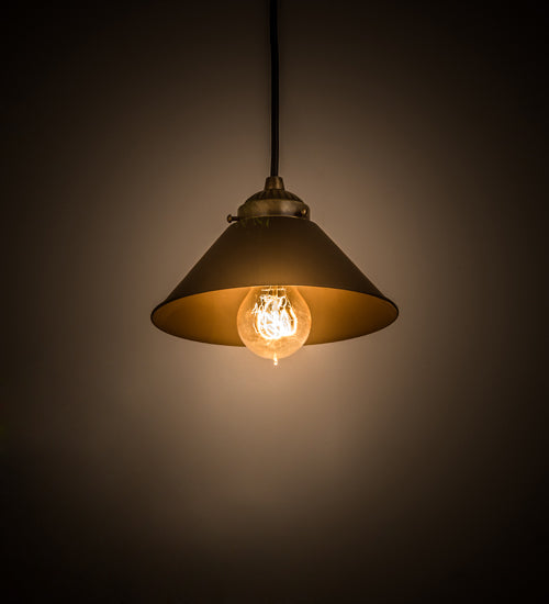 Meyda Lighting Revival 8" Antique Brass & Oil Rubbed Bronze Chic Mini Pendant Light