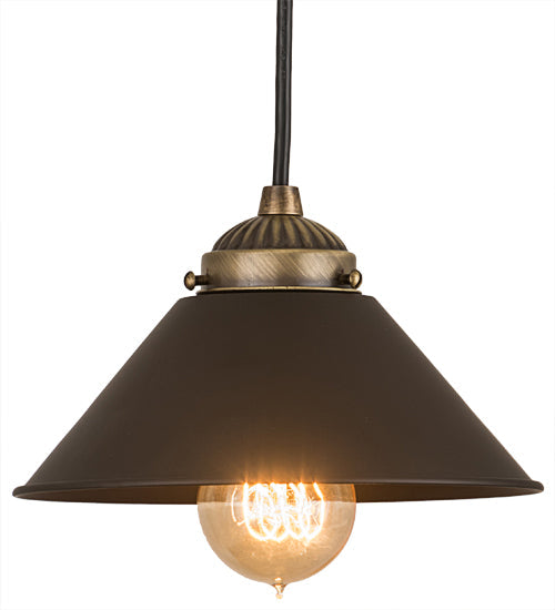 Meyda Lighting Revival 8" Antique Brass & Oil Rubbed Bronze Chic Mini Pendant Light