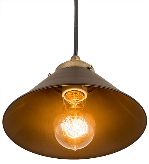 Meyda Lighting Revival 8" Antique Brass & Oil Rubbed Bronze Chic Mini Pendant Light