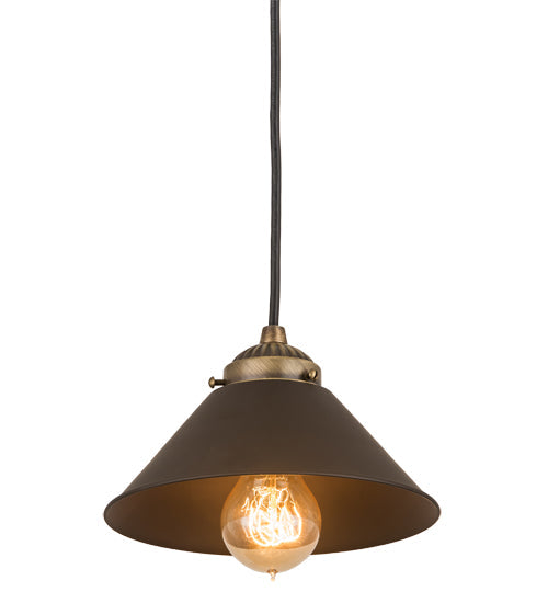 Meyda Lighting Revival 8" Antique Brass & Oil Rubbed Bronze Chic Mini Pendant Light