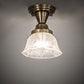 Meyda Lighting Revival 8" Antique Brass Summer Wheat Flush Mount Light With Clear Textured Shade Glass