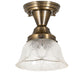 Meyda Lighting Revival 8" Antique Brass Summer Wheat Flush Mount Light With Clear Textured Shade Glass