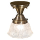 Meyda Lighting Revival 8" Antique Brass Summer Wheat Flush Mount Light With Clear Textured Shade Glass