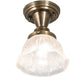 Meyda Lighting Revival 8" Antique Brass Summer Wheat Flush Mount Light With Clear Textured Shade Glass