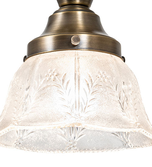 Meyda Lighting Revival 8" Antique Brass Summer Wheat Flush Mount Light With Clear Textured Shade Glass