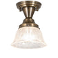Meyda Lighting Revival 8" Antique Brass Summer Wheat Flush Mount Light With Clear Textured Shade Glass