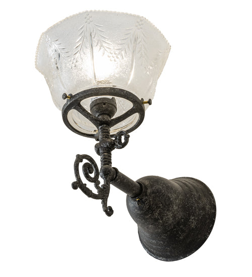 Meyda Lighting Revival 8" Antique Pewter Gas & Electric Wall Sconce With Clear Textured Shade Glass