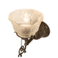 Meyda Lighting Revival 8" Antique Pewter Gas & Electric Wall Sconce With Frosted Clear Textured Shade Glass