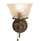 Meyda Lighting Revival 8" Antique Pewter Gas & Electric Wall Sconce With Frosted Clear Textured Shade Glass