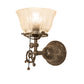 Meyda Lighting Revival 8" Antique Pewter Gas & Electric Wall Sconce With Frosted Clear Textured Shade Glass