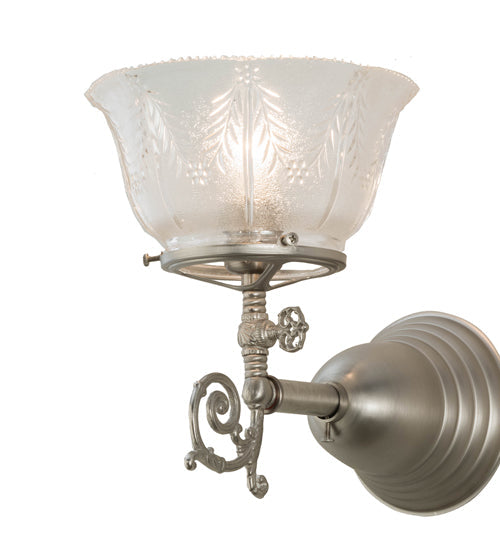 Meyda Lighting Revival 8" Brushed Nickel Gas & Electric Wall Sconce With Clear Shade Glass