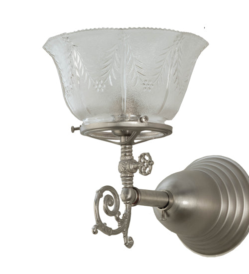 Meyda Lighting Revival 8" Brushed Nickel Gas & Electric Wall Sconce With Clear Shade Glass