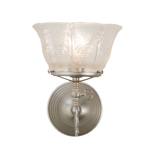Meyda Lighting Revival 8" Brushed Nickel Gas & Electric Wall Sconce With Clear Shade Glass