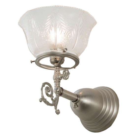 Meyda Lighting Revival 8" Brushed Nickel Gas & Electric Wall Sconce With Clear Shade Glass