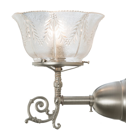 Meyda Lighting Revival 8" Brushed Nickel Gas & Electric Wall Sconce With Clear Shade Glass