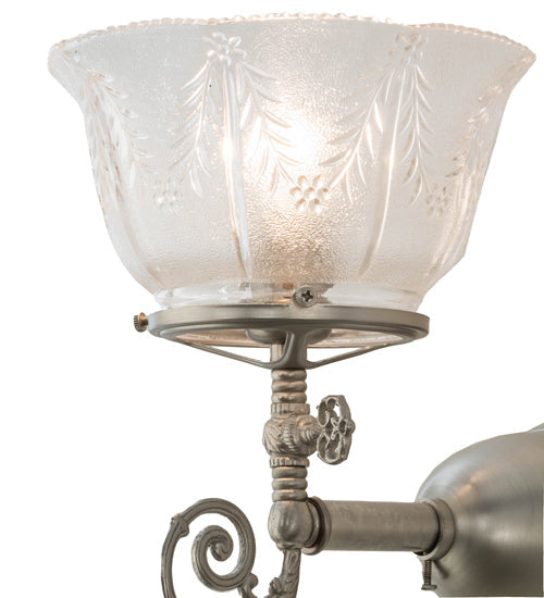 Meyda Lighting Revival 8" Brushed Nickel Gas & Electric Wall Sconce With Clear Shade Glass