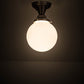 Meyda Lighting Revival 8" Brushed Nickel Schoolhouse Flush Mount Light With White Globe Shade Glass