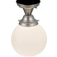 Meyda Lighting Revival 8" Brushed Nickel Schoolhouse Flush Mount Light With White Globe Shade Glass