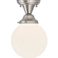 Meyda Lighting Revival 8" Brushed Nickel Schoolhouse Flush Mount Light With White Globe Shade Glass
