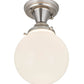 Meyda Lighting Revival 8" Brushed Nickel Schoolhouse Flush Mount Light With White Globe Shade Glass