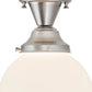 Meyda Lighting Revival 8" Brushed Nickel Schoolhouse Flush Mount Light With White Globe Shade Glass